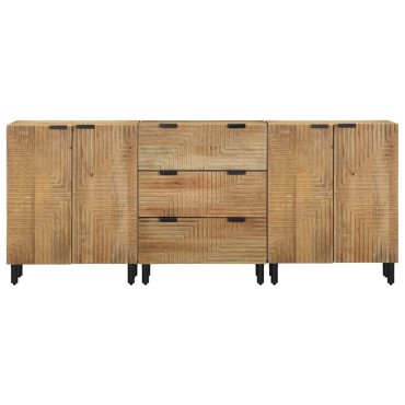 vidaXL 3 τεμ. Sideboards καφέ 60x33x75cm μασίφ ξύλο Mango