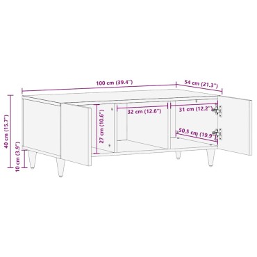 vidaXL Τραπεζάκι Σαλονιού 100x54x40cm από Μασίφ Ξύλο Μάνγκο 1 τεμ.