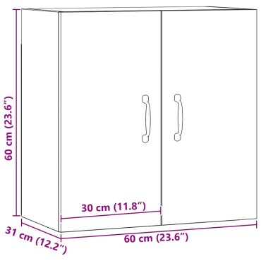 vidaXL Ντουλάπι Τοίχου Αρτισιανή Δρυς 60x31x60cm Επεξεργασμένο Ξύλο 1 τεμ.