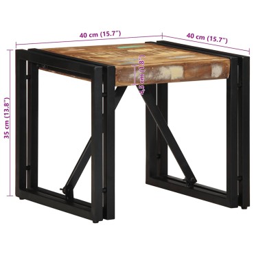 vidaXL Τραπεζάκι σαλονιού πολύχρωμο 40x40x35cm Ξύλο μασίφ ανακυκλωμένο 1 τεμ.