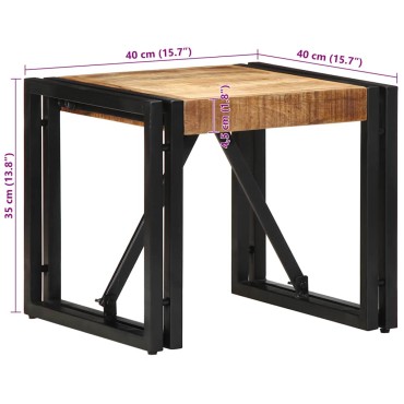 vidaXL Τραπεζάκι σαλονιού 40x40x35cm Στερεό ακατέργαστο ξύλο Mango 1 τεμ.