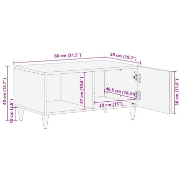 vidaXL Τραπεζάκι Σαλονιού 80x50x40cm από Μασίφ Ξύλο Μάνγκο 1 τεμ.