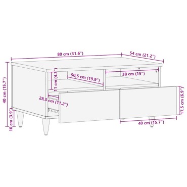 vidaXL Τραπεζάκι Σαλονιού 80x54x40cm από Μασίφ Ξύλο Μάνγκο 1 τεμ.