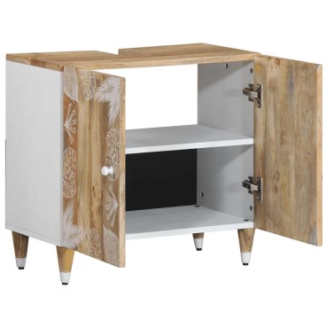vidaXL Ντουλάπι Μπάνιου 62x33x58cm από Μασίφ Ξύλο Μάνγκο