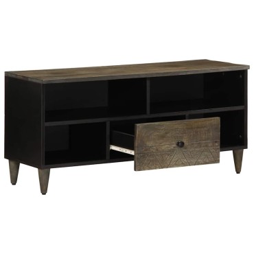 vidaXL Έπιπλο Τηλεόρασης Μαύρο 100x33x46cm από Μασίφ Ξύλο Μάνγκο