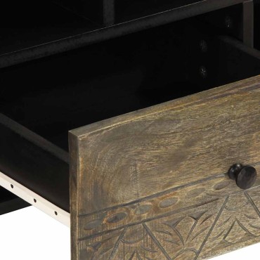 vidaXL Έπιπλο Τηλεόρασης Μαύρο 100x33x46cm από Μασίφ Ξύλο Μάνγκο