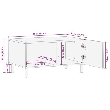 vidaXL Τραπεζάκι σαλονιού καφέ 80x50x40cm μασίφ ξύλο Mango 1 τεμ.
