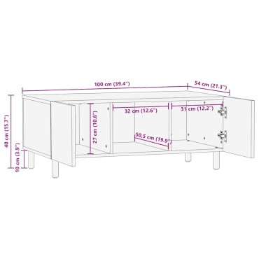 vidaXL Τραπεζάκι σαλονιού καφέ 100x54x40cm μασίφ ξύλο Mango 1 τεμ.
