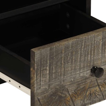 vidaXL Ντουλάπι τηλεόρασης ανοιχτό γκρι 70x33,5x46cm μασίφ ξύλο Mango 1 τεμ.