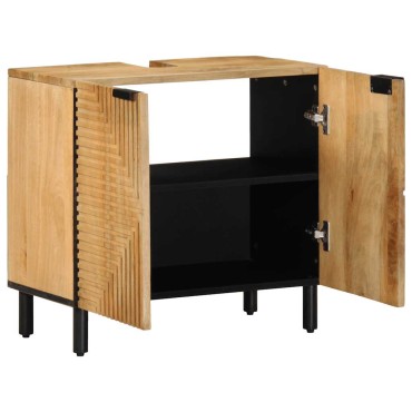 vidaXL ντουλάπι νιπτήρα μπάνιου καφέ 62x33x58cm μασίφ ξύλο Mango