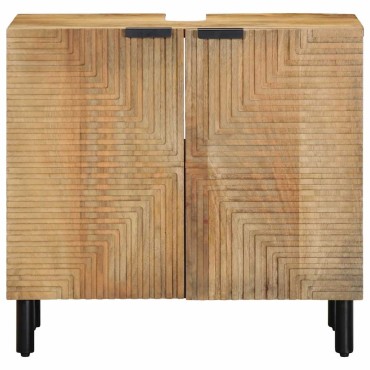 vidaXL ντουλάπι νιπτήρα μπάνιου καφέ 62x33x58cm μασίφ ξύλο Mango