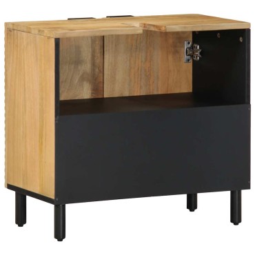 vidaXL ντουλάπι νιπτήρα μπάνιου καφέ 62x33x58cm μασίφ ξύλο Mango