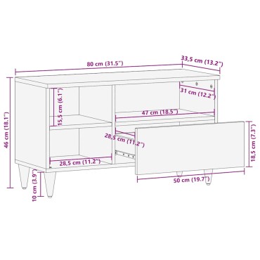 ντουλάπι τηλεόρασης vidaXL 80x33,5x46cm μασίφ ξύλο Mango