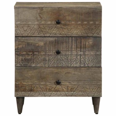 vidaXL κομοδίνο ντουλάπι ανοιχτό γκρι 50x33x60cm μασίφ ξύλο Mango 1 τεμ.