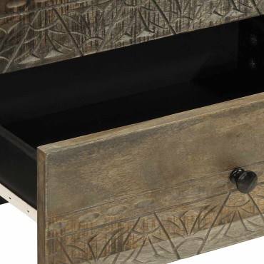 vidaXL κομοδίνο ντουλάπι ανοιχτό γκρι 50x33x60cm μασίφ ξύλο Mango 1 τεμ.