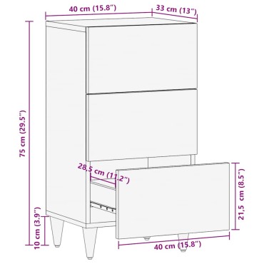 vidaXL Sideboard 40x33x75cm μασίφ ξύλο Mango 1 τεμ.