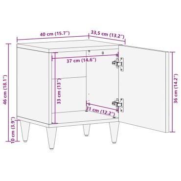 vidaXL Κομοδίνο 40x33,5x46cm μασίφ ξύλο Mango 1 τεμ.