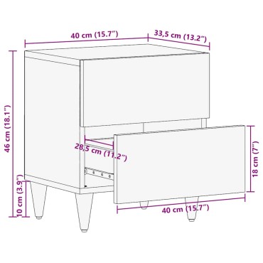 vidaXL Κομοδίνο 40x33,5x46cm μασίφ ξύλο Mango 1 τεμ.