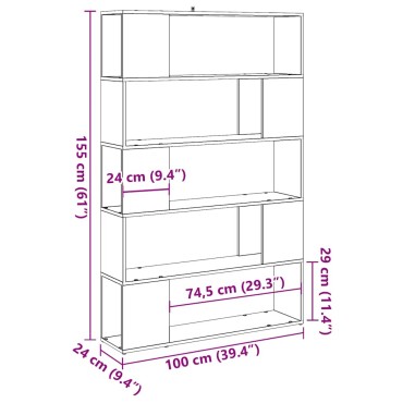 vidaXL Ντουλάπι βιβλίων/διαχωριστικό δωματίου Artisan Oak 100x24x155cm 1 τεμ.