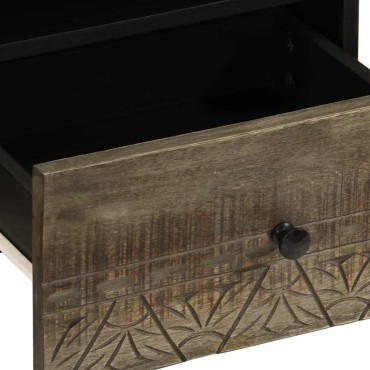 vidaXL κομοδίνο ντουλάπι ανοιχτό γκρι 40x33x46cm μασίφ ξύλο Mango 1 τεμ.