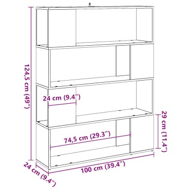 vidaXL Ντουλάπι βιβλίων/διαχωριστικό δωματίου Artisan Oak 100x24x124,5 cm 1 τεμ.