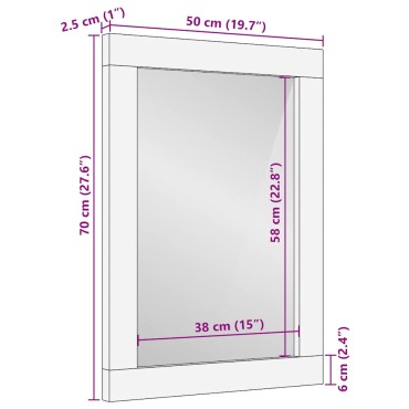 vidaXL Καθρέφτης μπάνιου 50x3x70cm από μασίφ ξύλο Mango