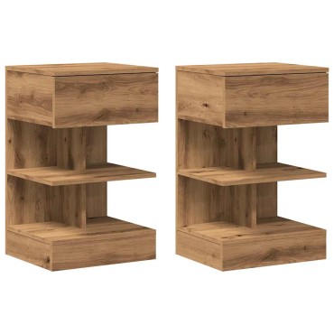 vidaXL Κομοδίνα 2 τεμ. Artisan Oak 40x35x65cm Κατασκευασμένο ξύλο