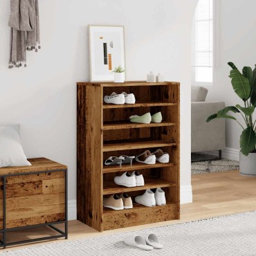 vidaXL Παπουτσοθήκη Όψη Παλαιού Ξύλου 60x35x92cm Επεξεργασμένο Ξύλο