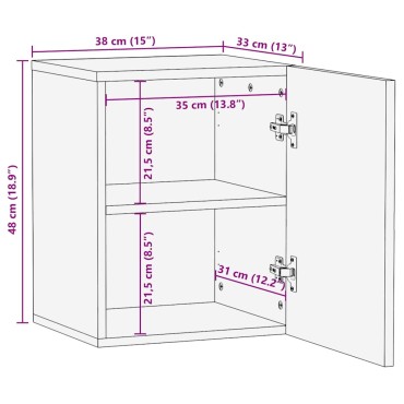 vidaXL Ντουλάπι Μπάνιου Επιτοίχιο 38x33x48cm από Μασίφ Ξύλο Μάνγκο