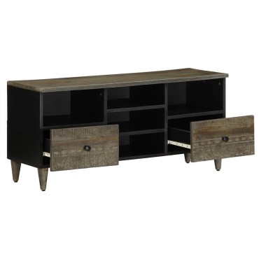 vidaXL Έπιπλο Τηλεόρασης Μαύρο 100x33x46cm από Μασίφ Ξύλο Μάνγκο