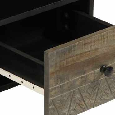 vidaXL Έπιπλο Τηλεόρασης Μαύρο 100x33x46cm από Μασίφ Ξύλο Μάνγκο