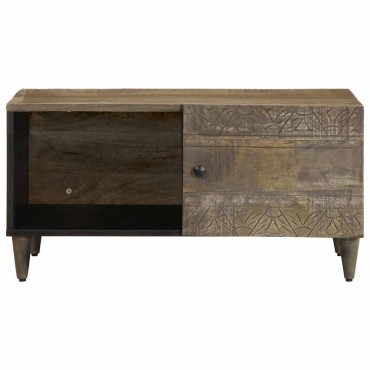 vidaXL Τραπεζάκι σαλονιού ανοιχτό γκρι 80x50x40cm μασίφ ξύλο Mango 1 τεμ.