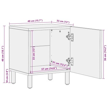 vidaXL Κομοδίνο καφέ 40x33x46cm από μασίφ ξύλο Mango 1 τεμ.