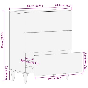 vidaXL Sideboard 60x33,5x75cm μασίφ ξύλο Mango