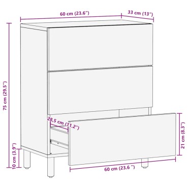vidaXL Sideboard καφέ 60x33x75cm μασίφ ξύλο Mango