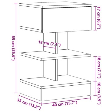 vidaXL Κομοδίνα 2 τεμ. Παλιό ξύλο 40x35x65cm Κατασκευασμένο ξύλο