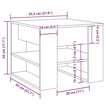vidaXL Τραπεζάκι σαλονιού Artisan Oak 55,5x55x45cm Κατασκευασμένο ξύλο 1 τεμ.
