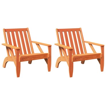 vidaXL Καρέκλες Adirondack κήπου 2 τεμ. κερί καφέ 75x77x77cm