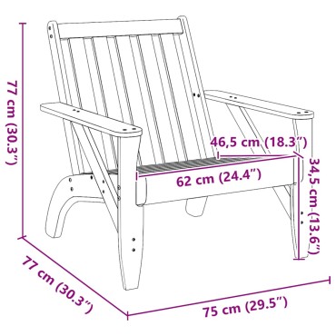vidaXL Καρέκλες Adirondack κήπου 2 τεμ. κερί καφέ 75x77x77cm
