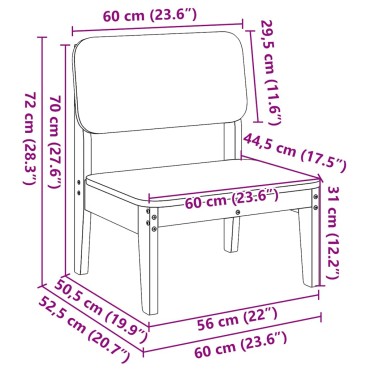 Καρέκλα κήπου vidaXL 60x52,5x72cm μασίφ ξύλο Douglas 1 τεμ.