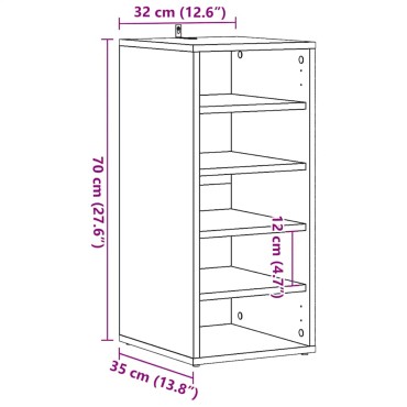 vidaXL Παπουτσοθήκη Τεχνίτης Δρυς 32x35x70cm από Επεξεργασμένο Ξύλο