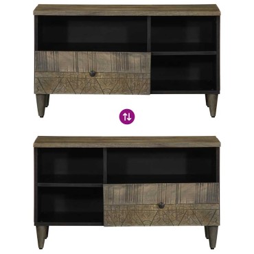 vidaXL Έπιπλο Τηλεόρασης Μαύρο 80x33x46cm από Μασίφ Ξύλο Μάνγκο