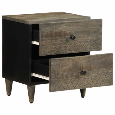 vidaXL κομοδίνο ντουλάπι ανοιχτό γκρι 40x33x46cm μασίφ ξύλο Mango 1 τεμ.