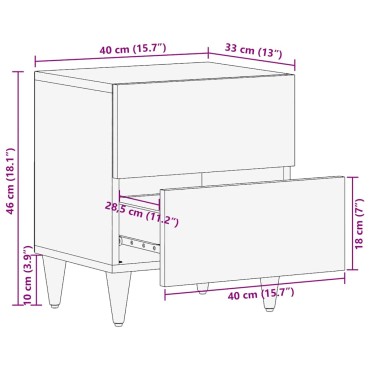 vidaXL κομοδίνο ντουλάπι ανοιχτό γκρι 40x33x46cm μασίφ ξύλο Mango 1 τεμ.