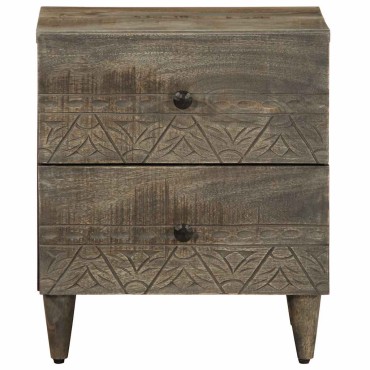 vidaXL κομοδίνο ντουλάπι ανοιχτό γκρι 40x33x46cm μασίφ ξύλο Mango 1 τεμ.