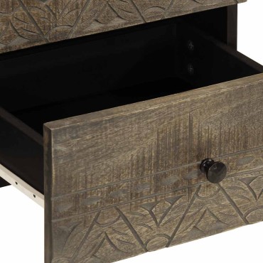 vidaXL κομοδίνο ντουλάπι ανοιχτό γκρι 40x33x46cm μασίφ ξύλο Mango 1 τεμ.