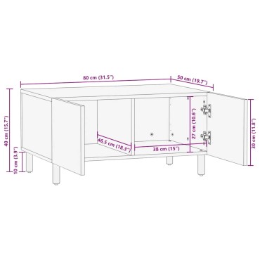 vidaXL Τραπεζάκι σαλονιού καφέ 80x50x40cm μασίφ ξύλο Mango 1 τεμ.
