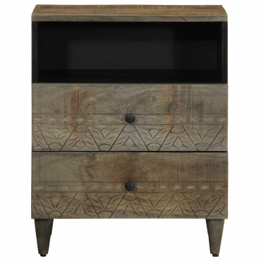vidaXL κομοδίνο ντουλάπι ανοιχτό γκρι 50x33x60cm μασίφ ξύλο Mango 1 τεμ.