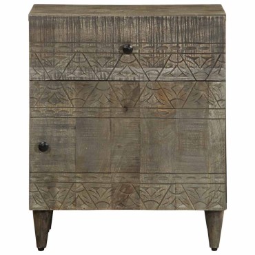 vidaXL κομοδίνο ντουλάπι ανοιχτό γκρι 50x33x60cm μασίφ ξύλο Mango 1 τεμ.