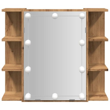 vidaXL Ντουλάπι καθρέφτη με LED Artisan Oak 70x16,5x60cm 1 τεμ.